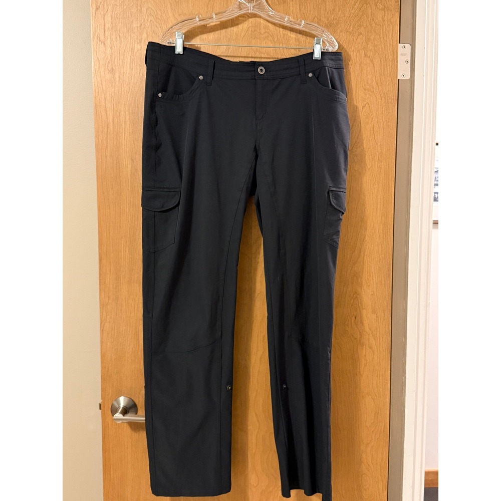 Kuhl Freeflex Roll Up Hiking Pants Womens 16 Long Black Cargo Stretch Outdoor